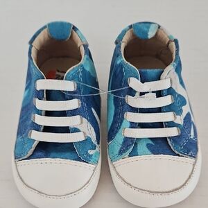 Old Soles | Baby Camo Blue White Leather Baby Sneakers Walkers  Sz 4